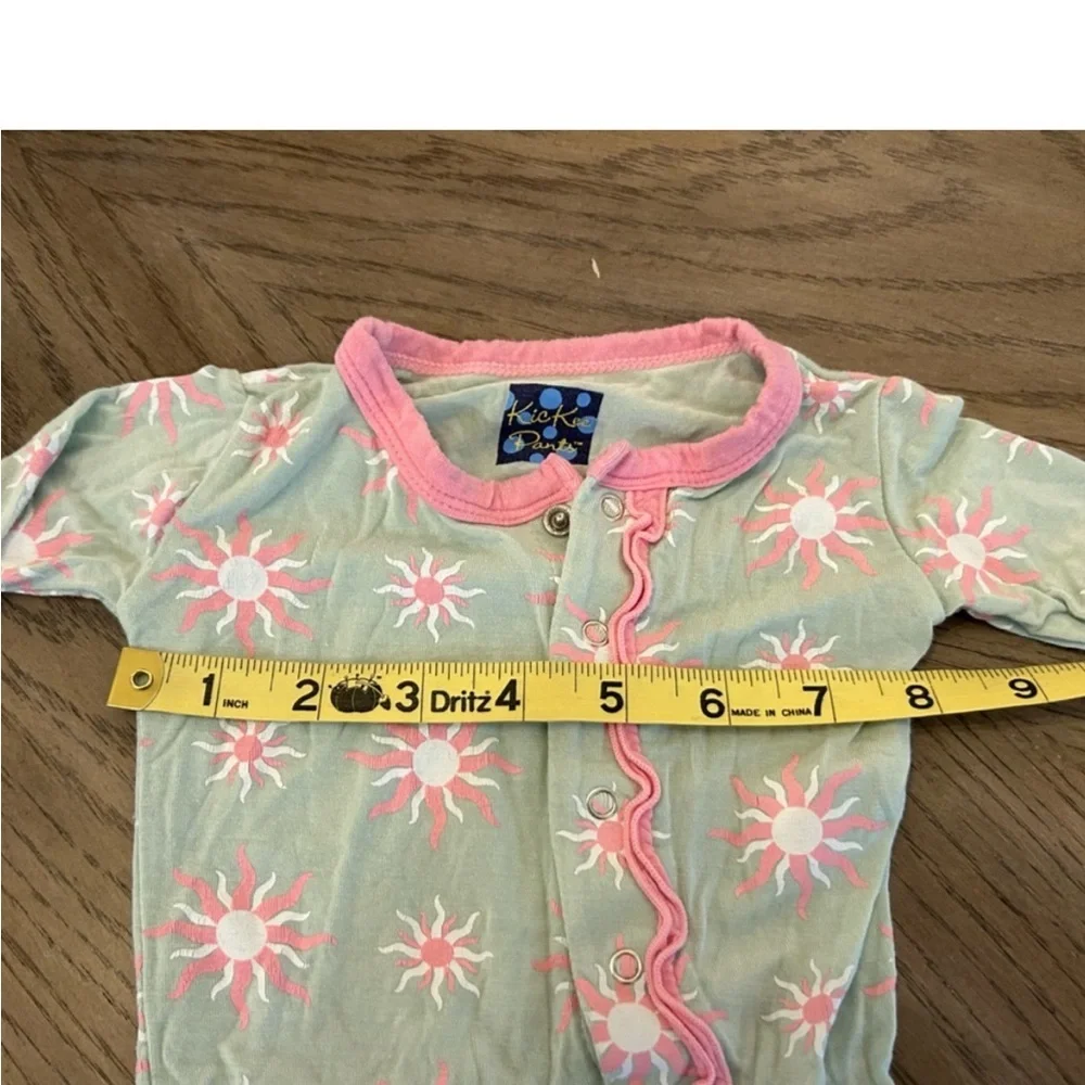 KicKee pants newborn pajamas. Pink and light green. Size 0-3 mo